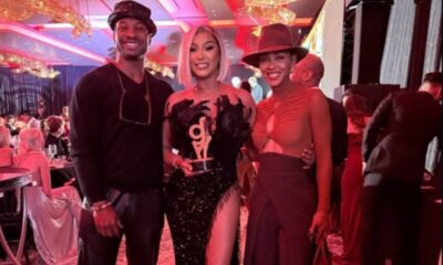 Melody Shari with Meagan Good and Jonathan Majors