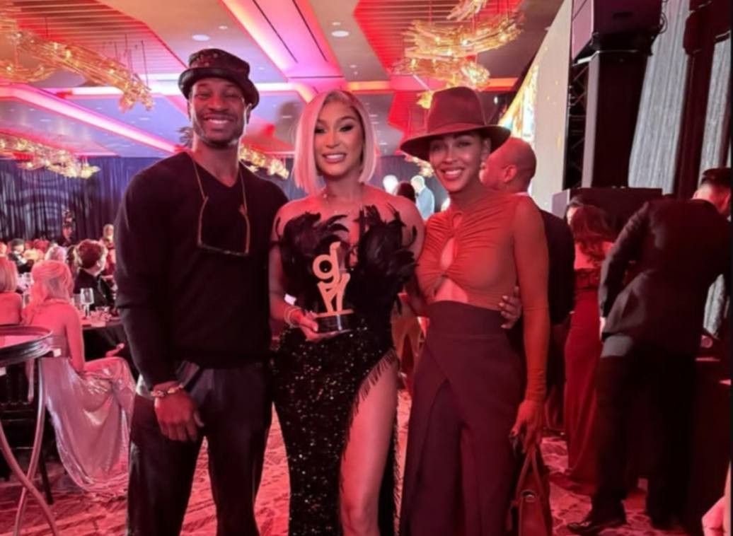 Melody Shari with Meagan Good and Jonathan Majors